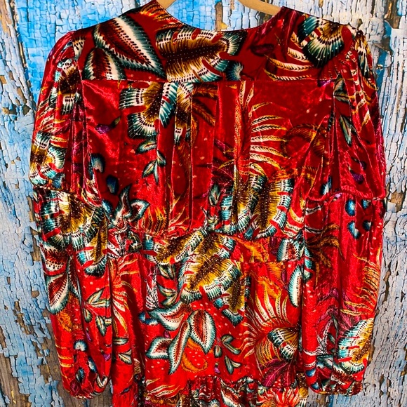 Farm Rio Winter Leaf Velvet Short Mini Dress - Picture 13 of 15